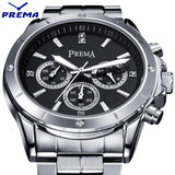 Reloj Hombre PREMA Watch Men Montre Homme Diamond Water Resistant Clock Men Quartz Steel Black White Watch Relogio Masculino