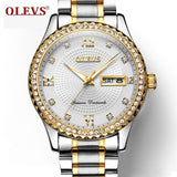 OLEVS Luxury Gold Diamond Men Watches Top Brand Luminous Dial Steel Bracelet Watchband Date Male Clock Business Wristwatch 6618