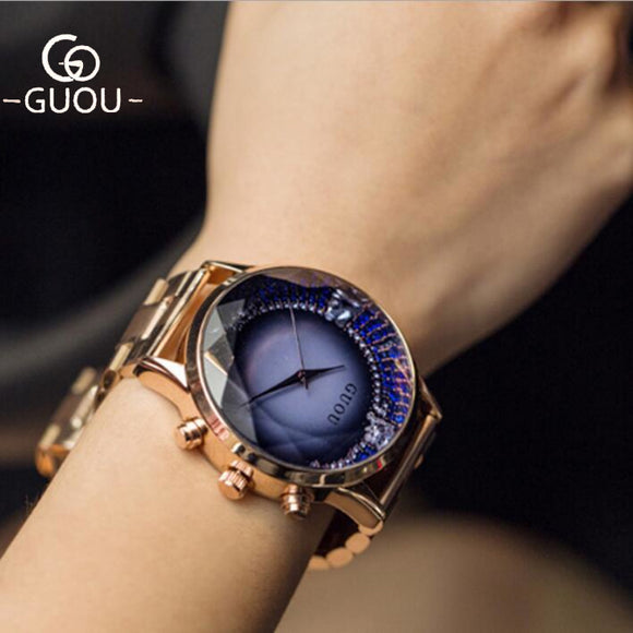 GUOU Watch Women Brand Top Luxury Gold Watches Diamond Women's Full Steel Ladies Watch Clock femme relogio femenino reloj mujer