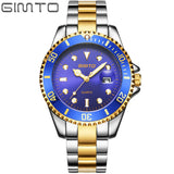 GIMTO Fashion Business Luxury Stainless Steel Men's Watch Diamond Roman Calendar Calendars Quartz Watches Relogio Masculino