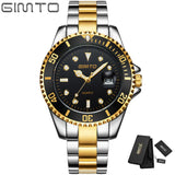 GIMTO Fashion Business Luxury Stainless Steel Men's Watch Diamond Roman Calendar Calendars Quartz Watches Relogio Masculino