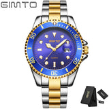 GIMTO Fashion Business Luxury Stainless Steel Men's Watch Diamond Roman Calendar Calendars Quartz Watches Relogio Masculino