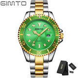 GIMTO Fashion Business Luxury Stainless Steel Men's Watch Diamond Roman Calendar Calendars Quartz Watches Relogio Masculino