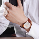 BOSCK Top Brand Luxury Men Leather Watch Simple Ultra Thin Quartz Watch Men Rose Gold Male Clock Diamond Casual Men's Wristwatch